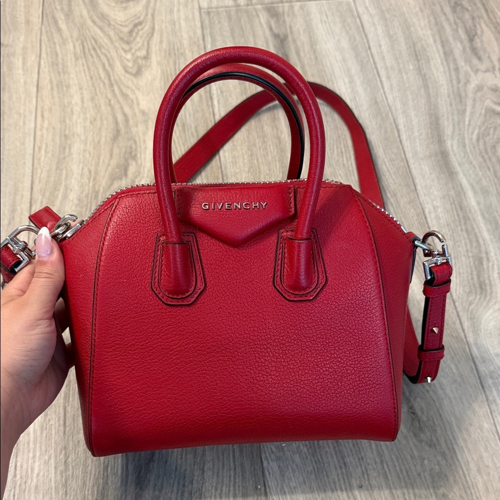 Givenchy Red Leather Mini Satchel with Top Handles
